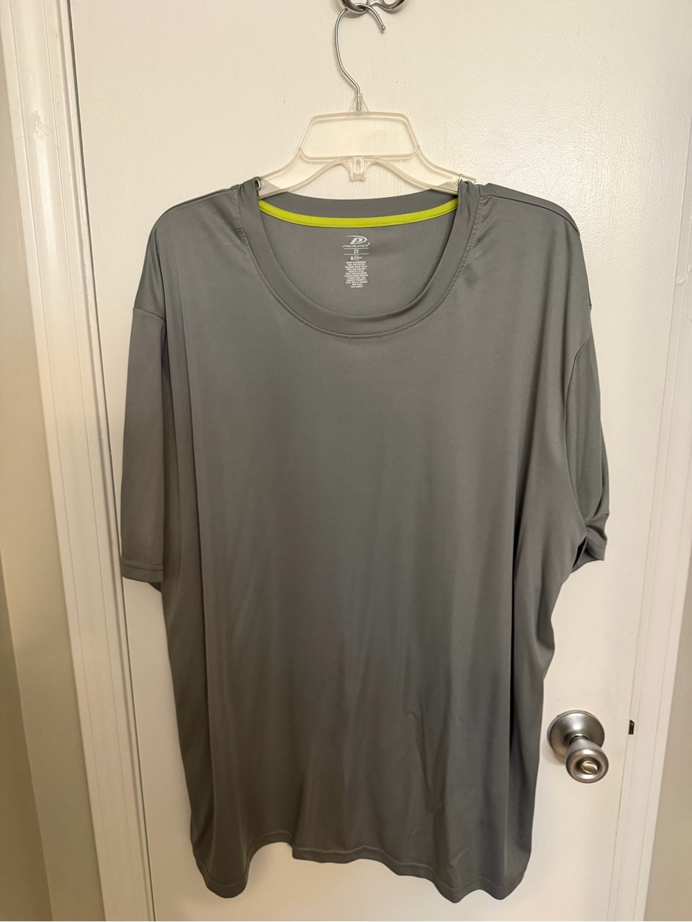 Pro Player Men's Short Sleeve Performance Tee in Gray with Lime Trim